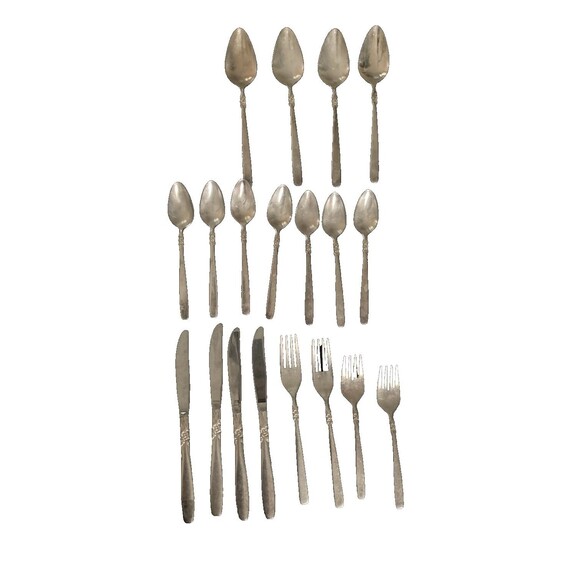 Vintage Ekco Eterna Inverness Silverplate Korean Flatware 19 Pcs -Incomplete Set - Picture 1 of 12